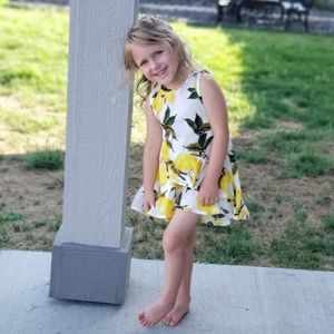 Lemon Strappy White Cotton Dress